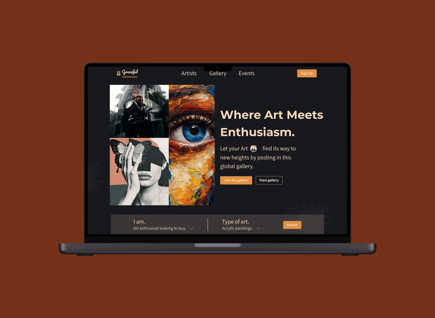 Graceful Impressions art marketplace website homepage