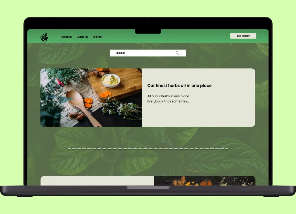 Herbal Remedy Finder application homepage