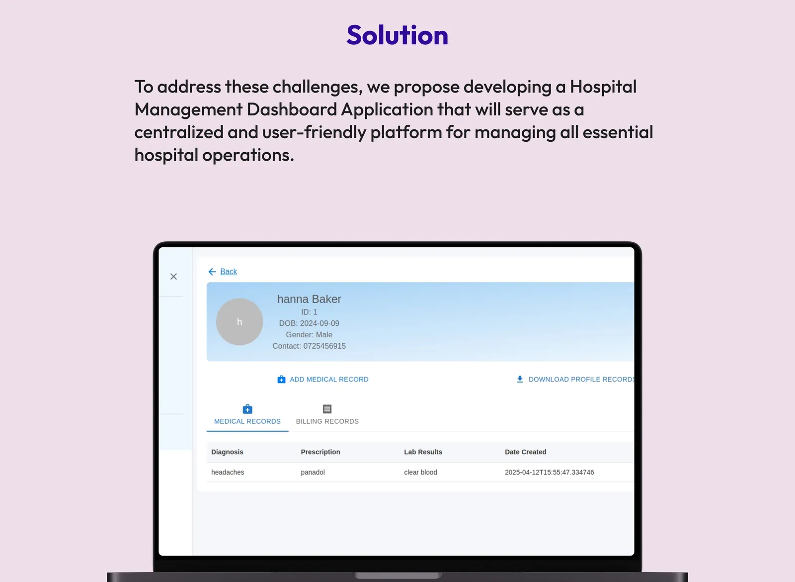 Hospital Management System screen 3 of 5