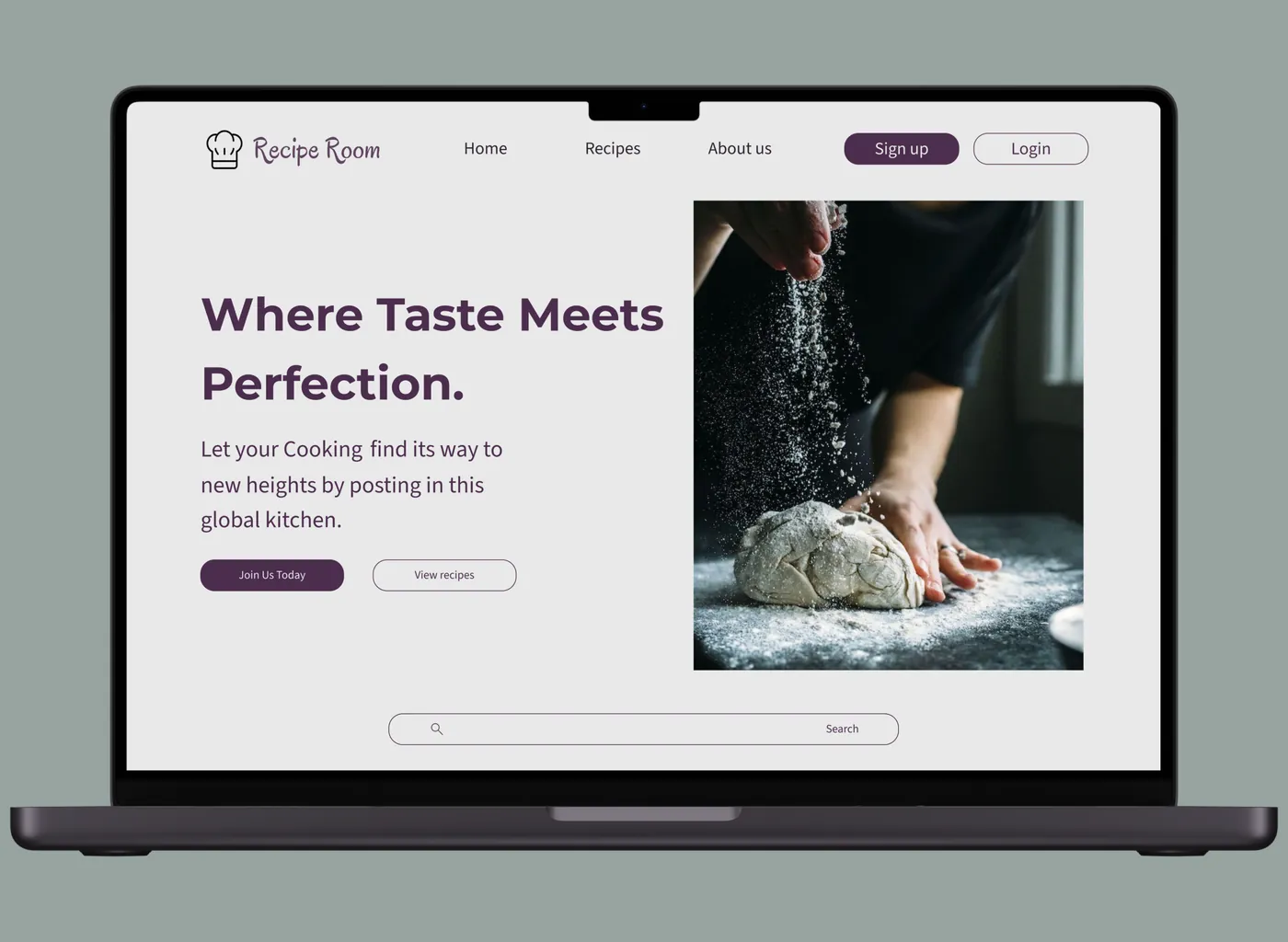Recipe Room discovery interface with a featured recipe
